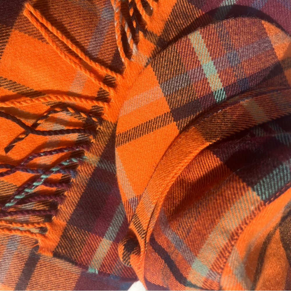 Orange Plaid Hat And Scarf Set